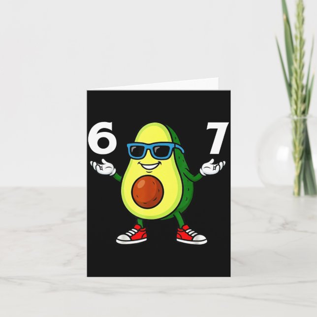67 Avocado 6 7 Funny Cool Six Seven Meme Cartoon B Kort (Framsida)