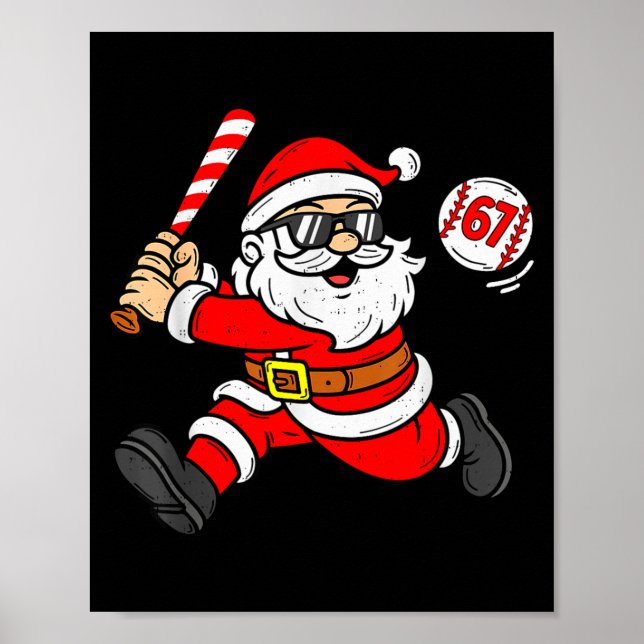 67 Baseball Santa Six Seven Meme Christmas Srt Men Poster (Framsidan)