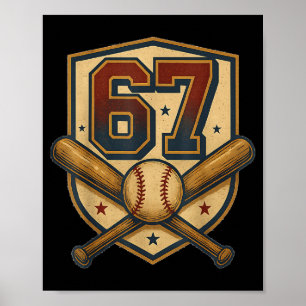 67 Baseboll Meme Årgammal Srts Crest Roligt Retro Poster