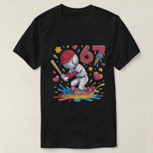 67 Baseboll Meme Söt Drip Art Munk och Glass T Shirt
