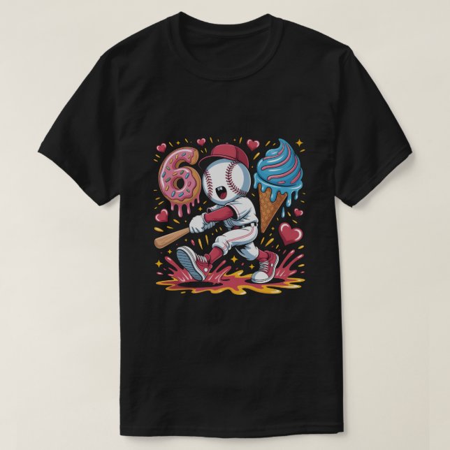67 Baseboll Meme Söt Drip Art Munk och Glass T Shirt (Design framsida)