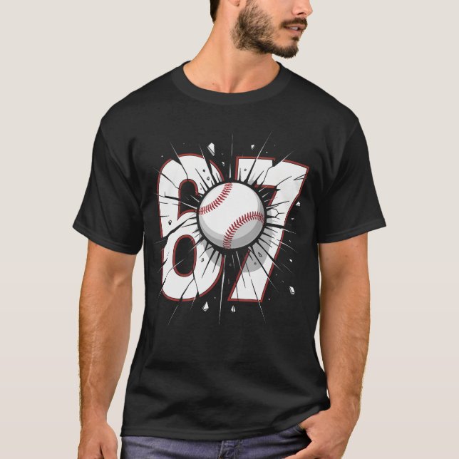67 Baseboll Sex Sju 6 7 Meme T Shirt (Framsida)