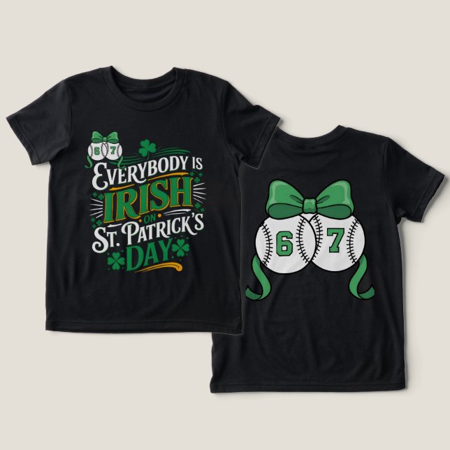 67 basebollbåge st patricks day tur sport  t shirt (Design fram och bak)