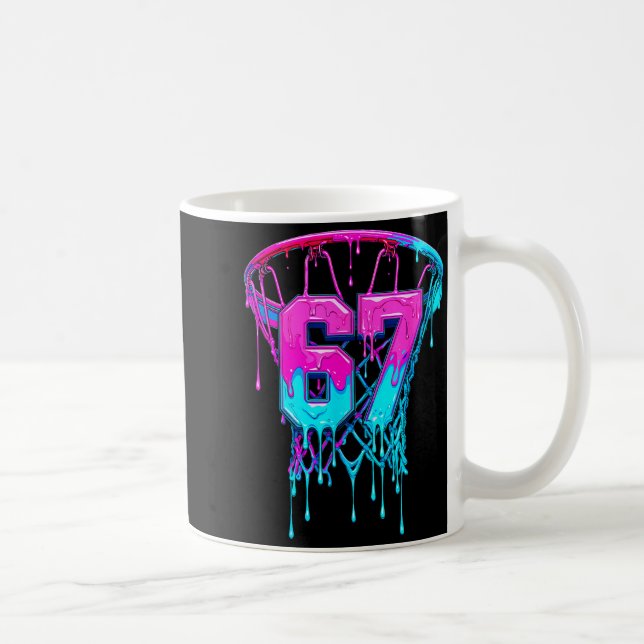 67 Basketball Drip Six Seven Funny  Kaffemugg (Höger)