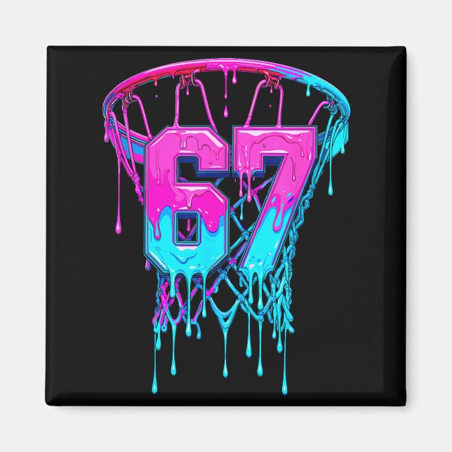 67 Basketball Drip Six Seven Funny  Magnet (Framsidan)
