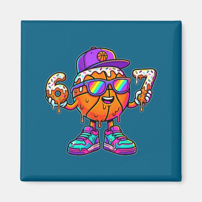 67 Basketball Drip Six Seven Funny Meme Gen Alpha  Magnet (Framsidan)