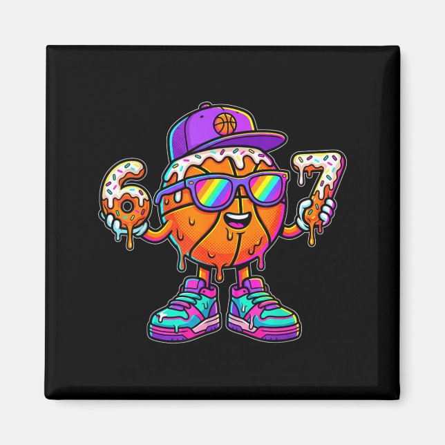 67 Basketball Drip Six Seven Funny Meme Gen Alpha  Magnet (Framsidan)