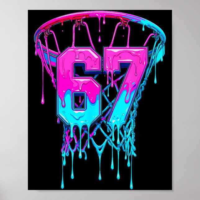 67 Basketball Drip Six Seven Funny  Poster (Framsidan)