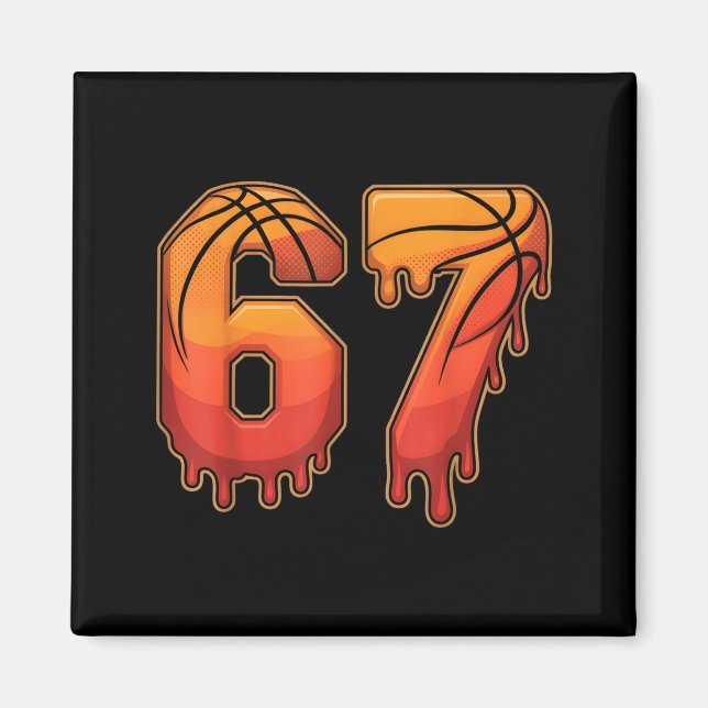 67 Basketball Gen Alpha Slang Kids Drip Six Seven  Magnet (Framsidan)