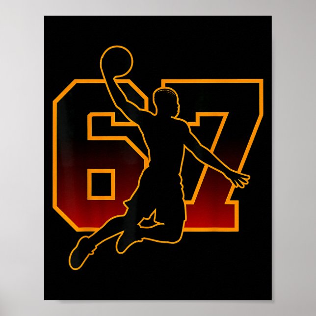 67 Basketball Meme Slam Dunk Sition Six Seven Numb Poster (Framsidan)