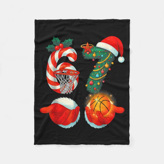 67 Basketball Santa Six Seven Meme Christmas Srt M Fleecefilt (Framsidan)