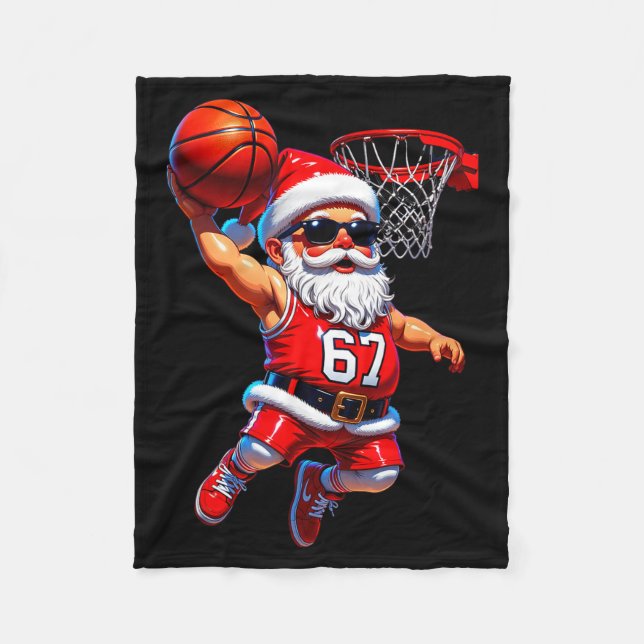 67 Basketball Santa Six Seven Meme Christmas Srt M Fleecefilt (Framsidan)