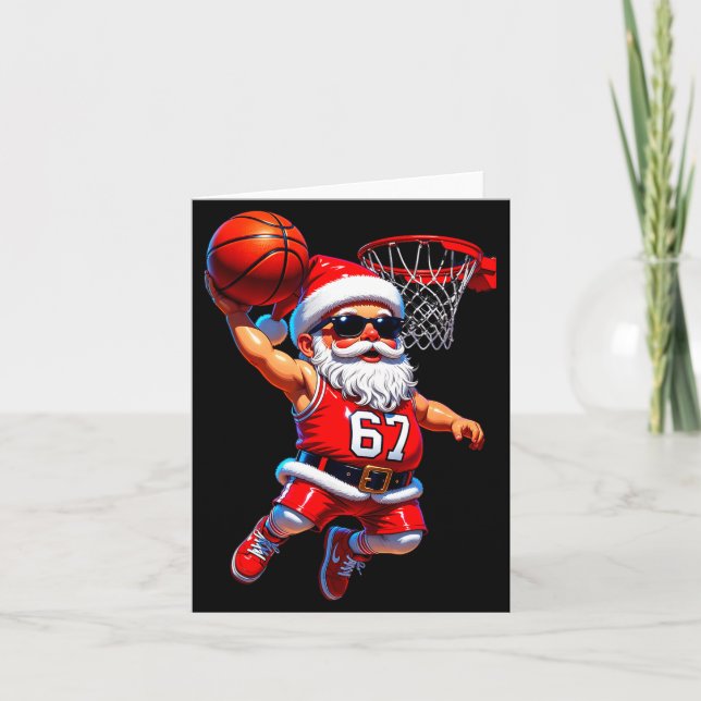 67 Basketball Santa Six Seven Meme Christmas Srt M Kort (Framsida)