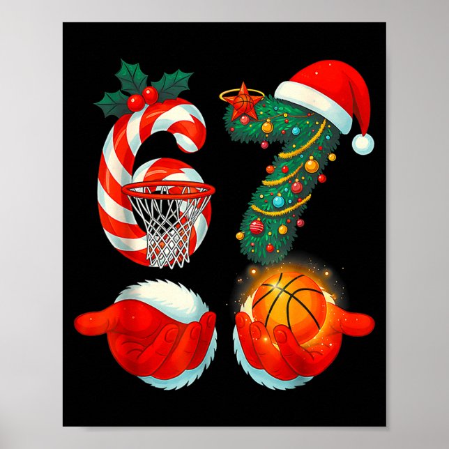 67 Basketball Santa Six Seven Meme Christmas Srt M Poster (Framsidan)