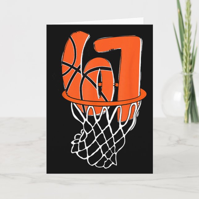 67 Basketball Six Seven 6 7 Meme Funny 67 Basketba Kort (Framsida)