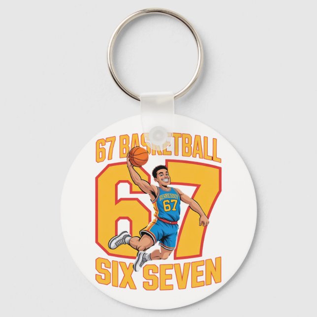 67 Basketball Six Seven Meme Nyckelring (Framsida)