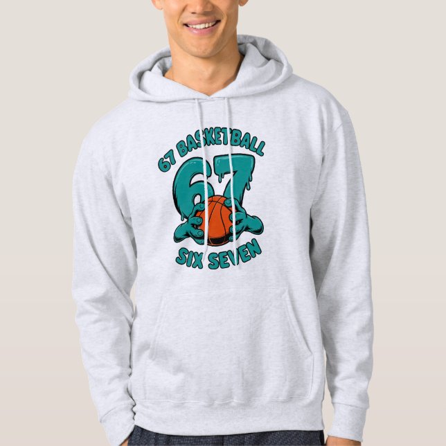 67 Basketball Six Seven Sports Meme Hoodie (Framsida)