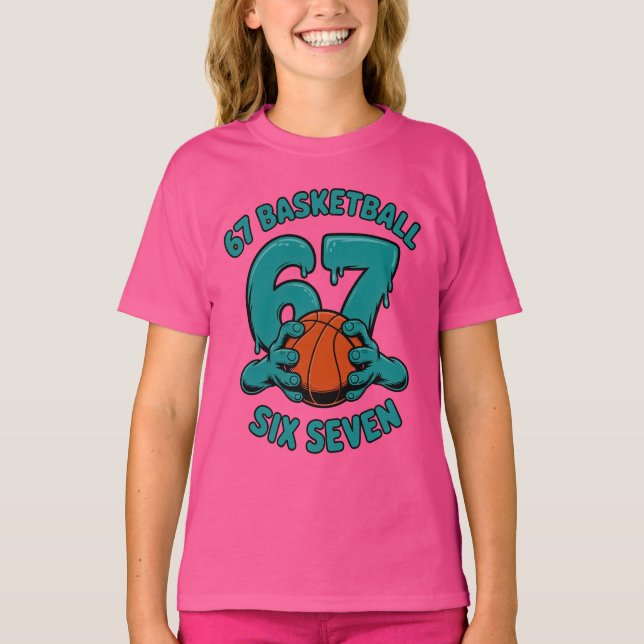 67 Basketball Six Seven Sports Meme T Shirt (Framsida)
