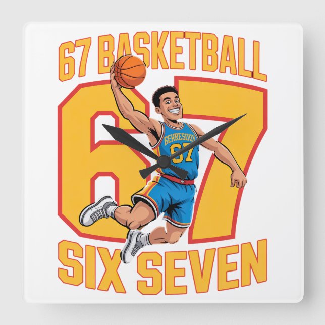 67 Basketboll Sex Sju Fyrkantig Klocka (Framsida)