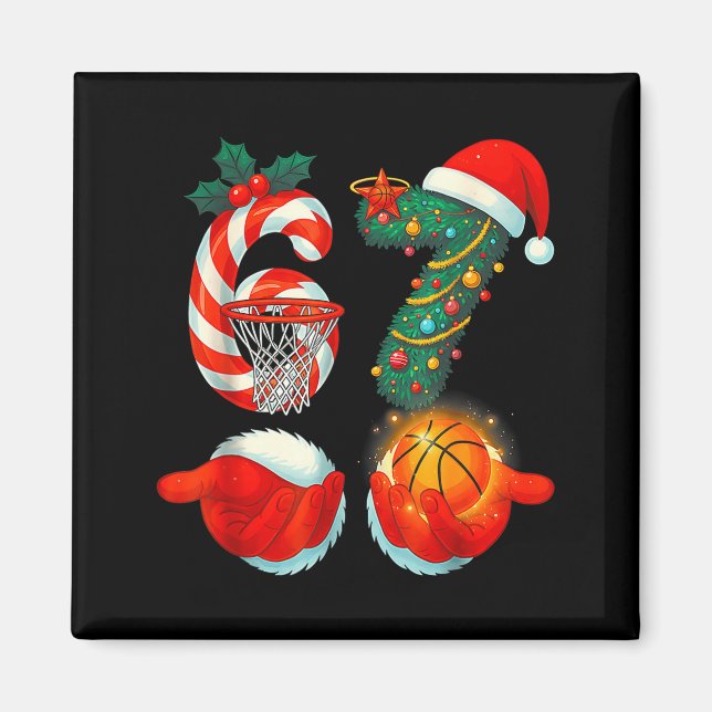 67 Basketboll Tomte Six Seven Meme Jul Srt M Magnet (Framsidan)