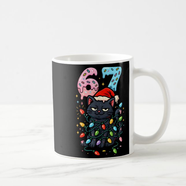 67 Black Cat Christmas Ice Cream Drip Santa Hat Si Kaffemugg (Höger)