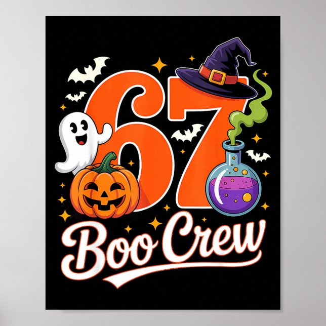 67 boo besättning rolig halloween spöke häxa pumpa poster (Framsidan)