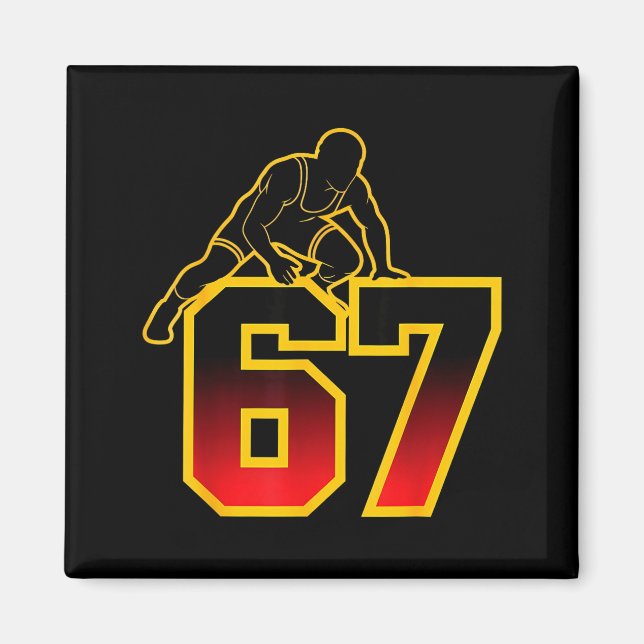 67 Brainrot Youth Wrestling Drip - Funny Kids 67  Magnet (Framsidan)