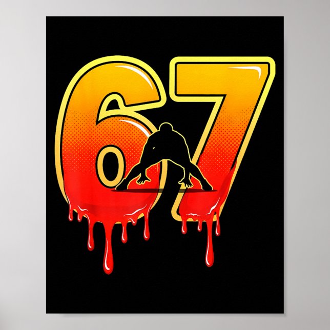 67 Brainrot Youth Wrestling Drip - Funny Kids 67  Poster (Framsidan)