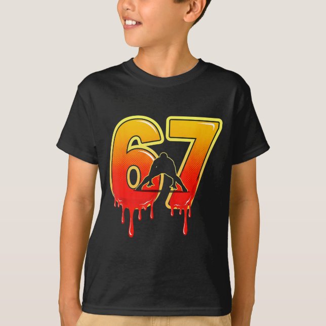 67 Brainrot Youth Wrestling Drip - Funny Kids 67  T Shirt (Framsida)