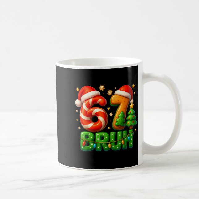 67 Bruh Christmas Candy Cane Gingerbread Design Xm Kaffemugg (Höger)