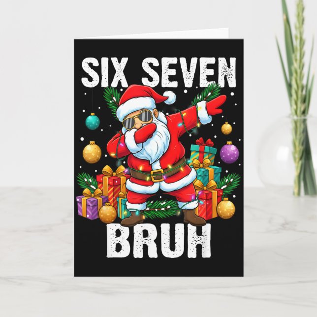 67 Bruh Christmas Cool Dabbing Santa Six Seven Mem Kort (Framsida)