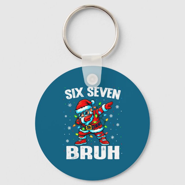67 Bruh Christmas Six Seven Meme Dab Santa  Nyckelring (Framsida)