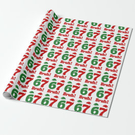 67 Bruh Funny Christmas Red and Green Santa Hat Presentpapper