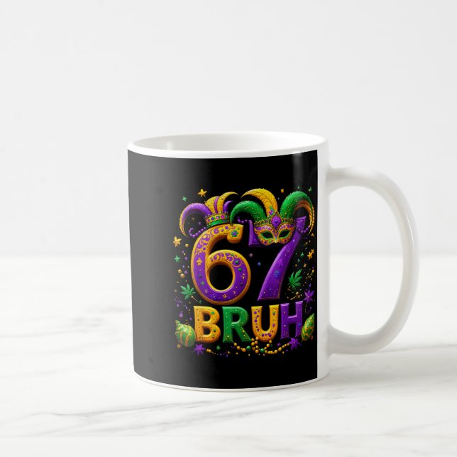 67 Bruh Jester Hat Feather Mask Mardi Gras Fleur D Kaffemugg (Höger)