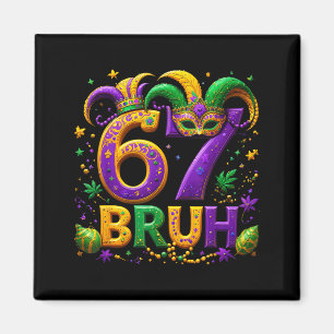 67 Bruh Jester Hatt Fjädermask Mardi Gras Fleur D Magnet