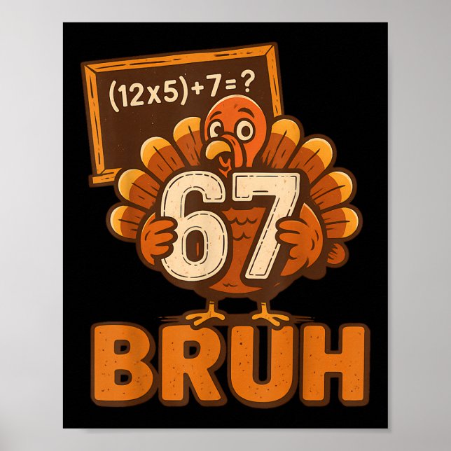 67 Bruh Kalkon Thanksgiving Six Seven 6 7 Meme Poj Poster (Framsidan)