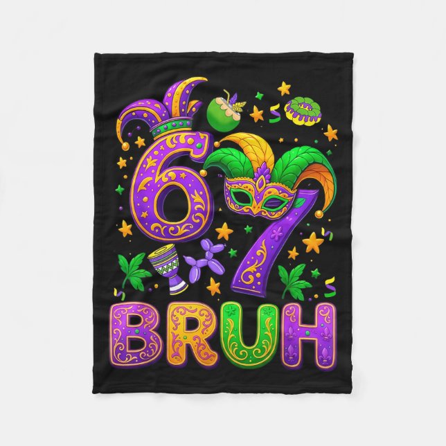 67 Bruh Mardi Gras Jester Mask New Orleans  Fleecefilt (Framsidan)
