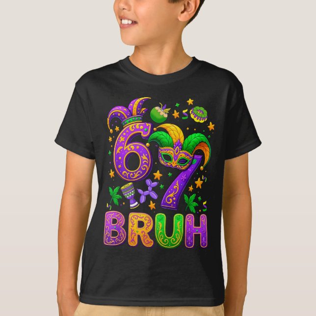 67 Bruh Mardi Gras Jester Mask New Orleans  T Shirt (Framsida)