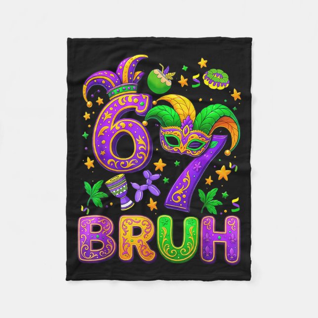 67 Bruh Mardi Gras Narrmask New Orleans _1  Fleecefilt (Framsidan)