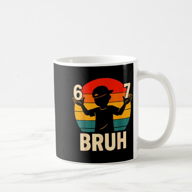67 Bruh Retro Boy 6 7 Meme Kids Kindergarten Teen  Kaffemugg (Höger)
