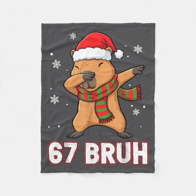 67 Bruh Six Seven Meme Capybara Christmas Kids Boy Fleecefilt (Framsidan)