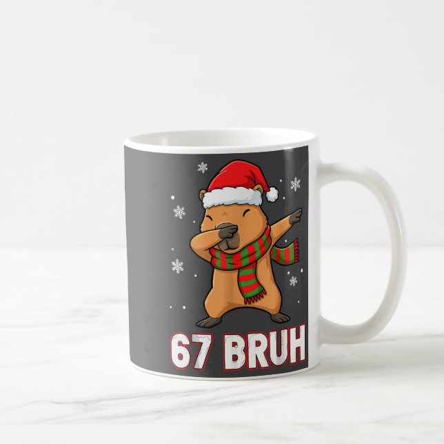 67 Bruh Six Seven Meme Capybara Christmas Kids Boy Kaffemugg (Höger)