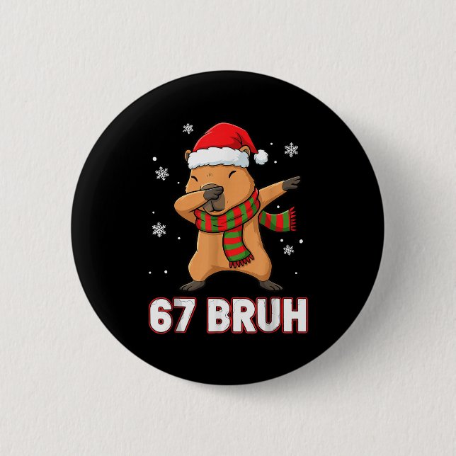 67 Bruh Six Seven Meme Capybara Christmas Kids Boy Knapp (Framsida)