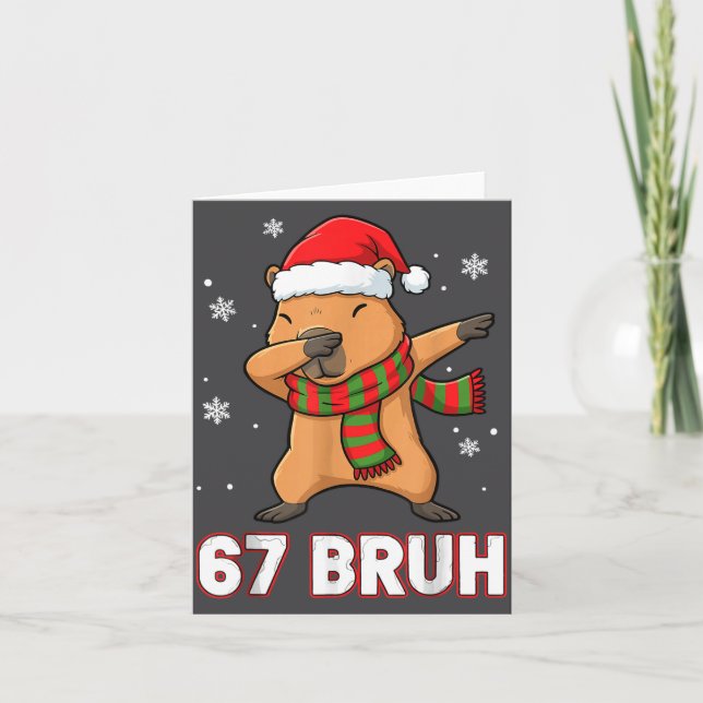 67 Bruh Six Seven Meme Capybara Christmas Kids Boy Kort (Framsida)