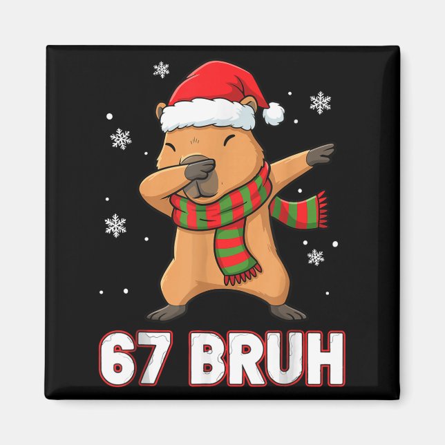 67 Bruh Six Seven Meme Capybara Christmas Kids Boy Magnet (Framsidan)