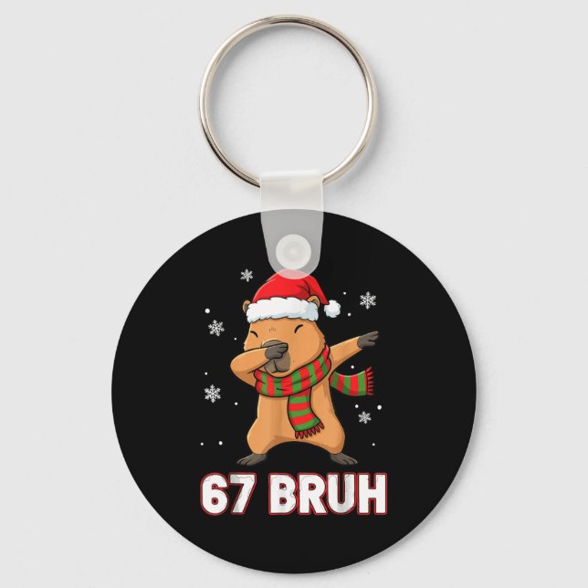 67 Bruh Six Seven Meme Capybara Christmas Kids Boy Nyckelring (Framsida)