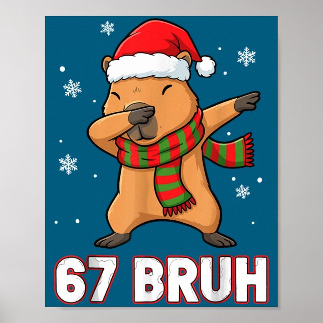 67 Bruh Six Seven Meme Capybara Christmas Kids Boy Poster (Framsidan)