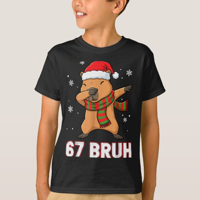 67 Bruh Six Seven Meme Capybara Christmas Kids Boy T Shirt (Framsida)