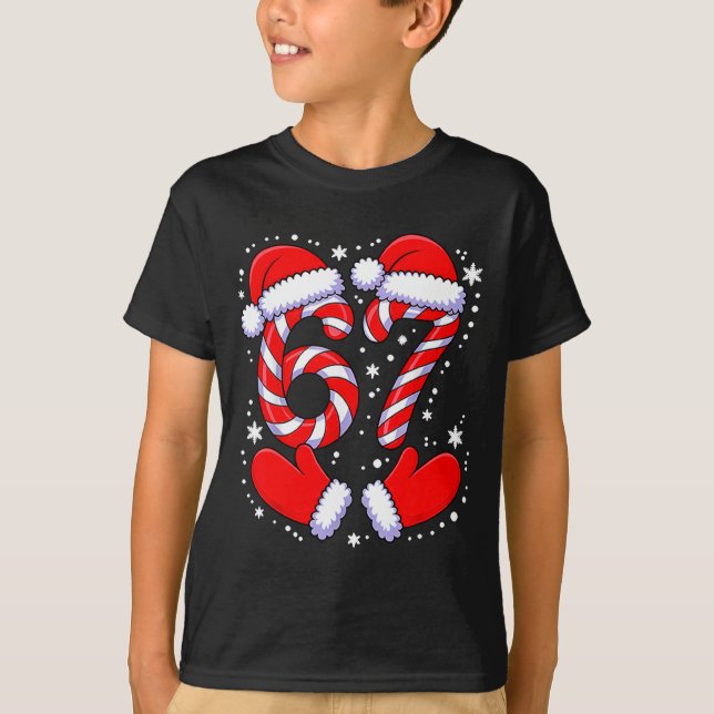 67 Candy Canes Santa  T Shirt (Framsida)