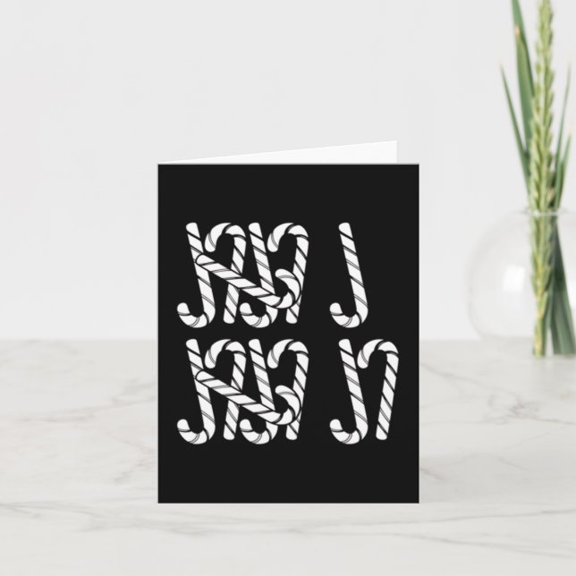 67 Candy Canes Tally Marks Xmas Long Sleeve  Kort (Framsida)